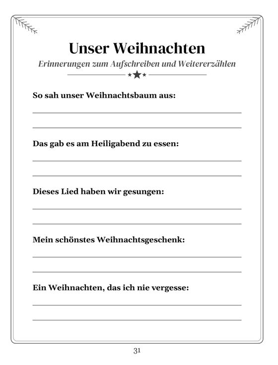 Buchseite 31: Seite zum Aufschreiben